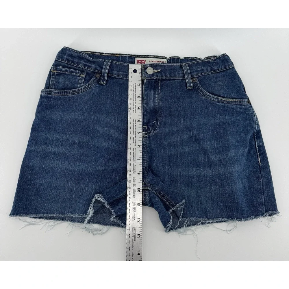 Levi's 511 Slim High Rise Cut Off Blue Denim Shorts Slim Distressed Size 30W
